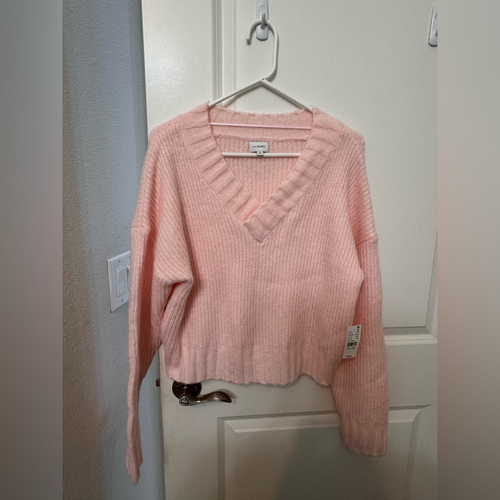 PACSUN Cozy Pink V-Neck Sweater NWT